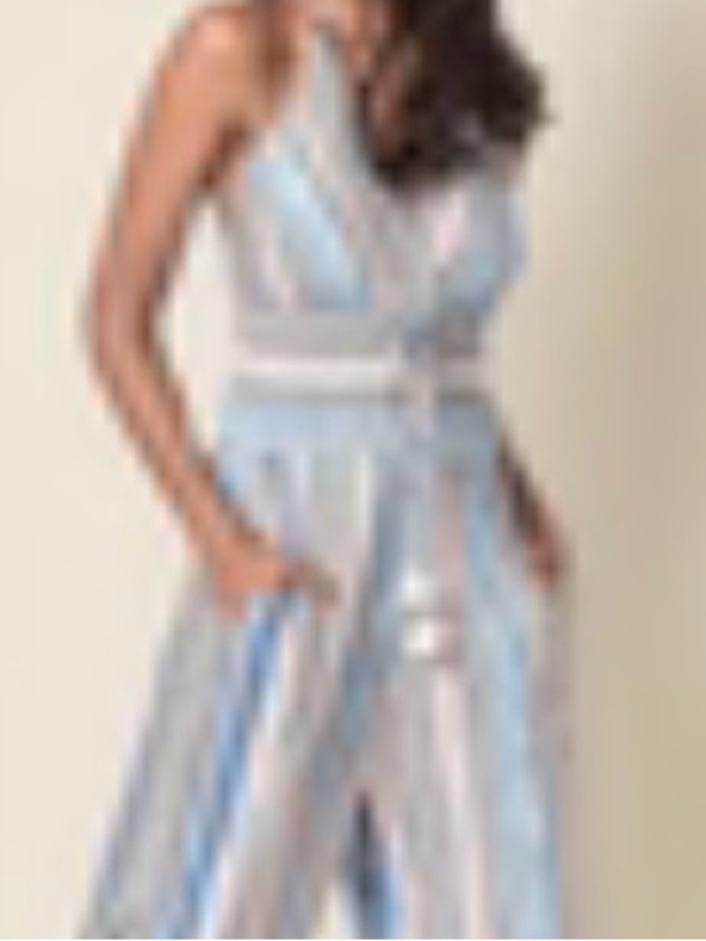 VENUS Blue and Cream Striped Halter Jumpsuit